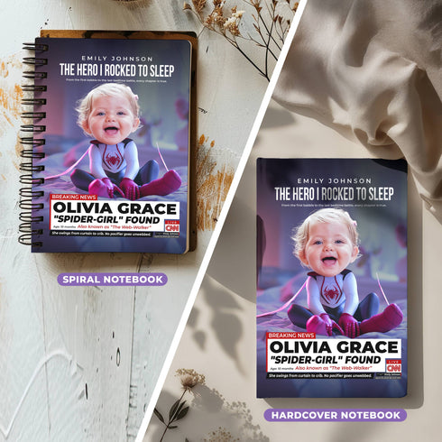 Personalized Spider-Girl Baby Notebook – Custom Photo, Name & Superhero Story Keepsake